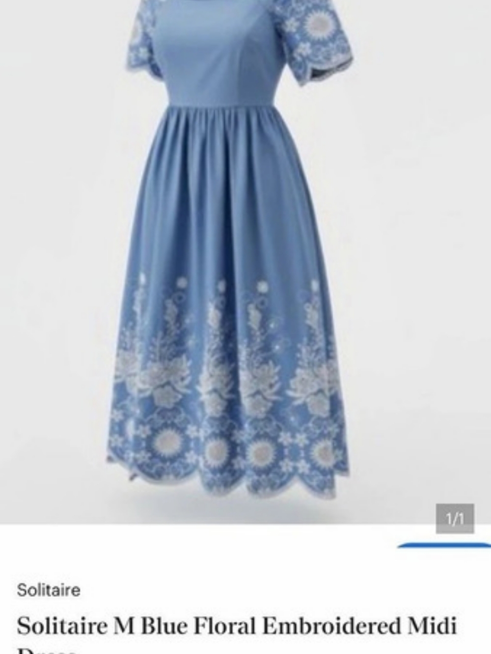 Solitaire M Blue Floral Embroidered Midi Dress